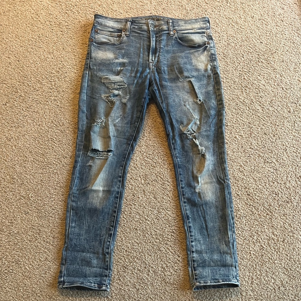 American Eagle Ne(x)t Level Flex Slim Fit Washed Ripped Jeans - 34” 30”